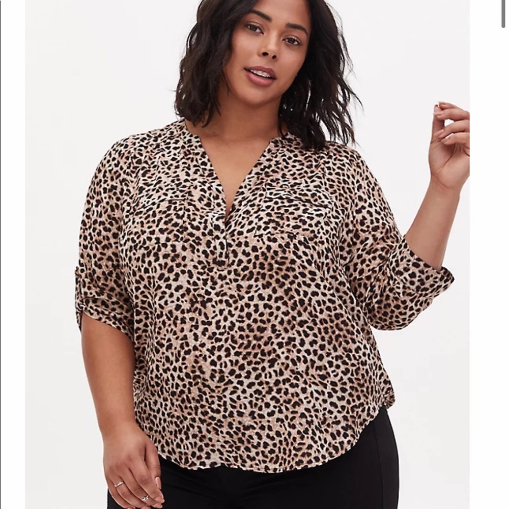 Torrid leopard print harper blouse